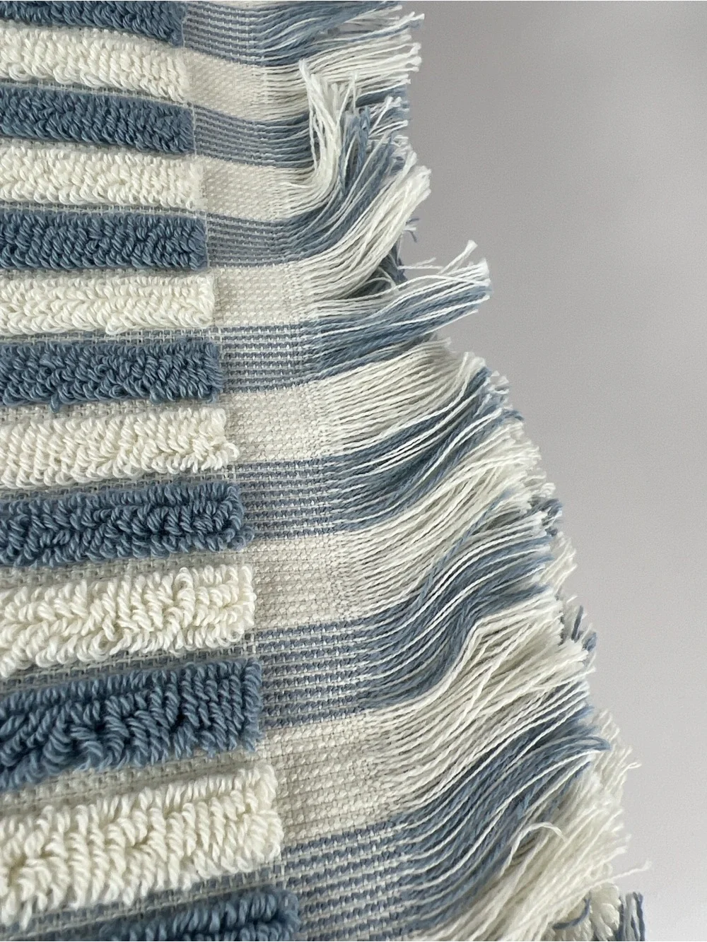 Rachel Zoe Navy and White Stripe Cotton Bath Towels with Fringe